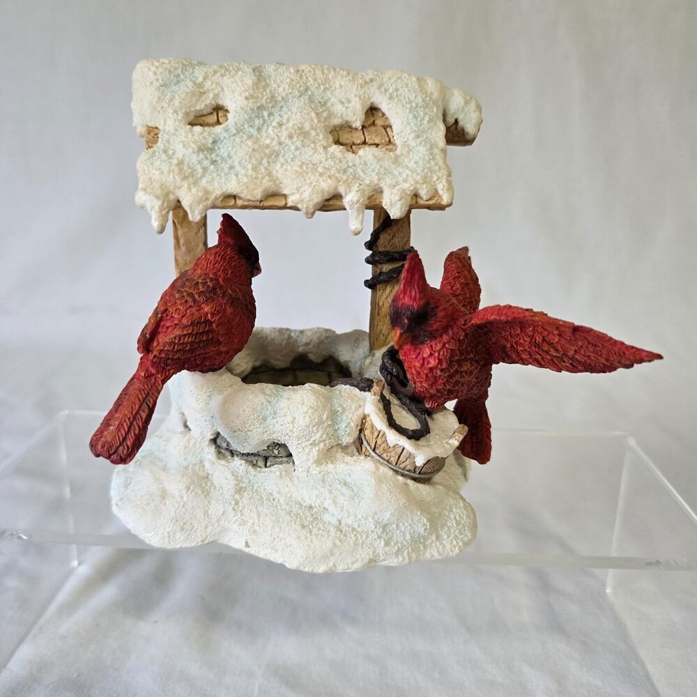 Vtg Midwest of Cannon Falls 2 Cardinals Perched on Snowy Well Porcelain Figurine